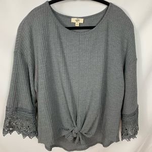 Grey Sweater with Lacy Trim